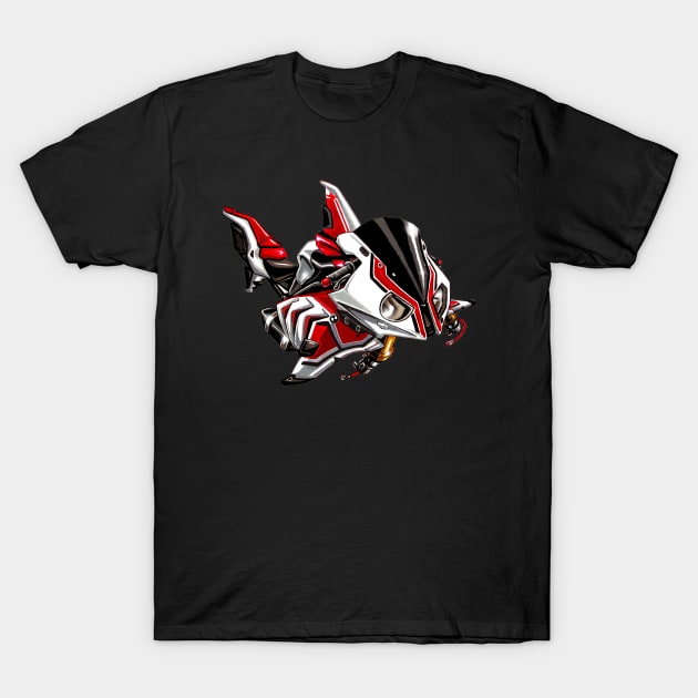 BMW S1000RR Shark White & Red T-Shirt by MOTORIND